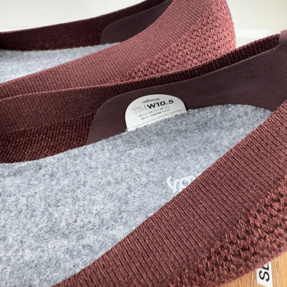 Allbirds Tree Breezers Womens 10.5 Burgundy Knit Ballet Flat Sustainable Slip On